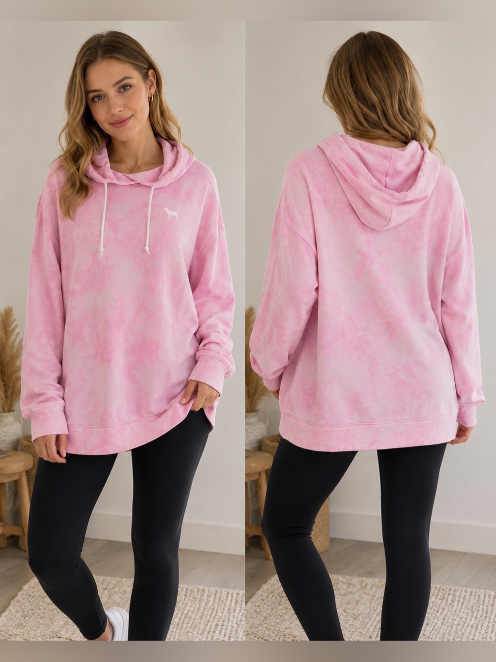 PINK Victoria’s Secret Pink Tie-Dye Oversized Hoodie Sweatshirt Small